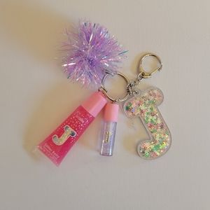 Justice Lip Gloss Keychain Letter J